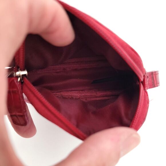 Red Clutch MATCHING SET Faux Leather Alligator Gold Hardware w/ Coin Purse EUC - Picture 13 of 13